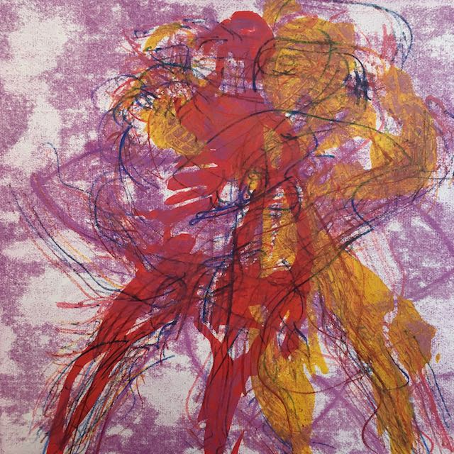 Elisabeth-Ernicke-Goßner-Bild-Öl-Tanz-gelb-rot-violett-Hochdruck