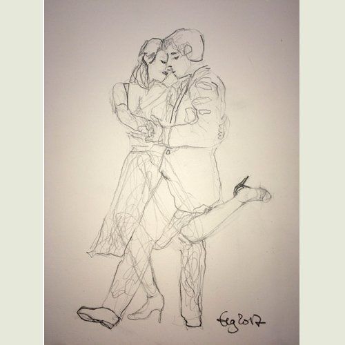 Bild, Bleistift, Karton, Tanz, Tango