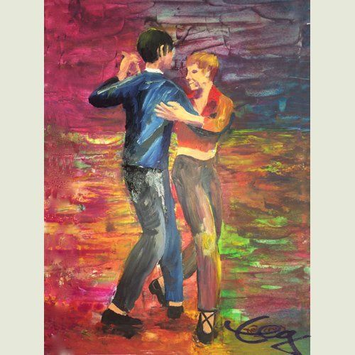 Bild, Öl, Karton, Tanz, Tango