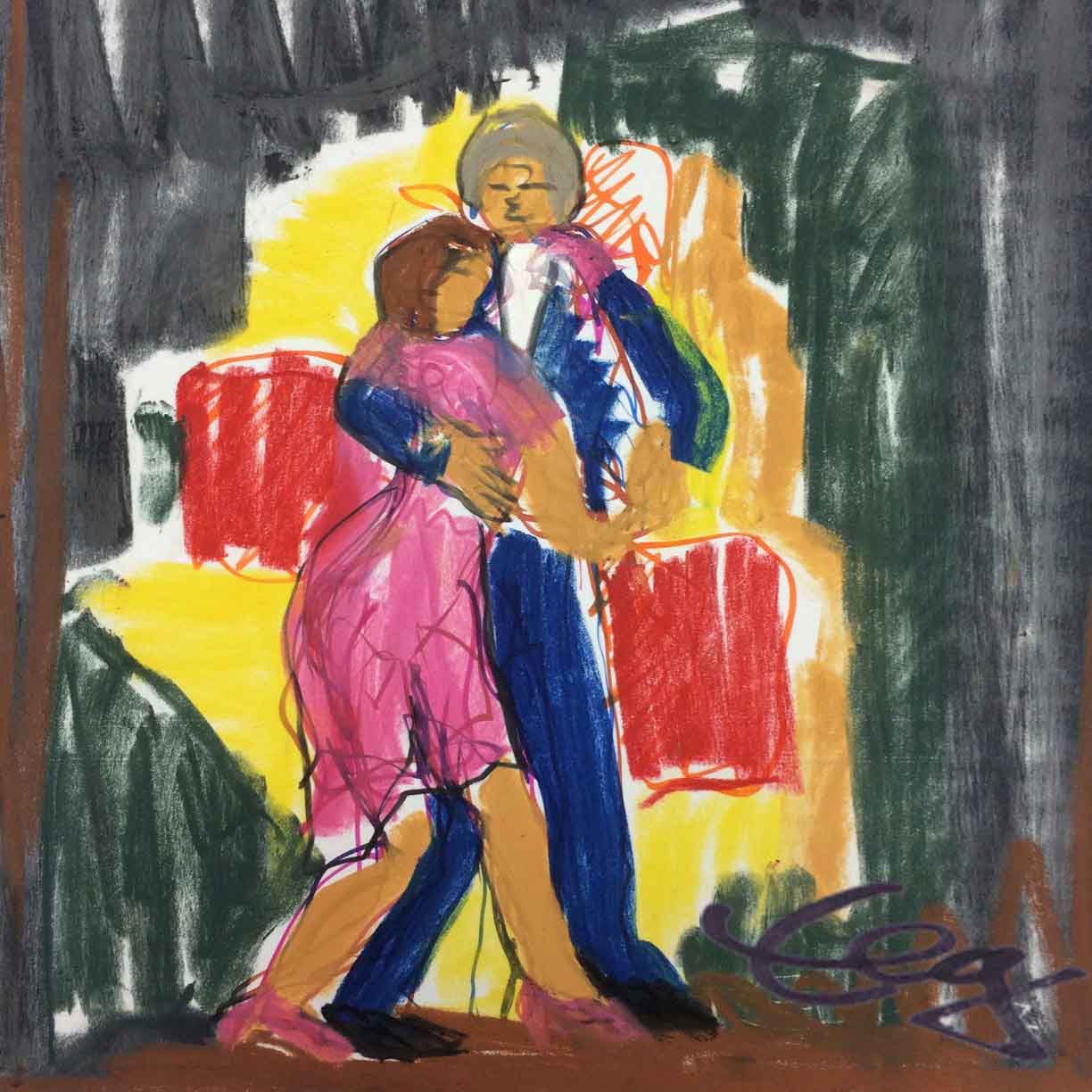 Bild, Pastell, Skizze, Karton, Tanz, Tango