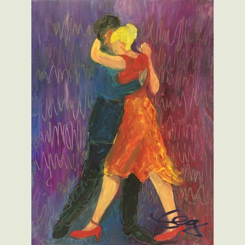 Bild, Öl, Karton, Tanz, Tango