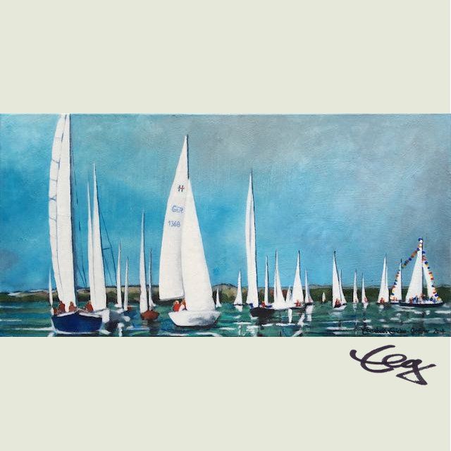 Bild, Wasser, Landschaft, Segeln, Ammersee, Acryl, Leinwand, Ernicke-Goßner, Elisabeth, Schiffe,, Welle, Wasser, Sonne, Drachen