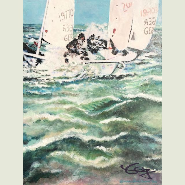 Bild, Wasser, Landschaft, Segeln, Ammersee, Acryl, Leinwand, Ernicke-Goßner, Elisabeth, Schiffe, Sonne, Laser