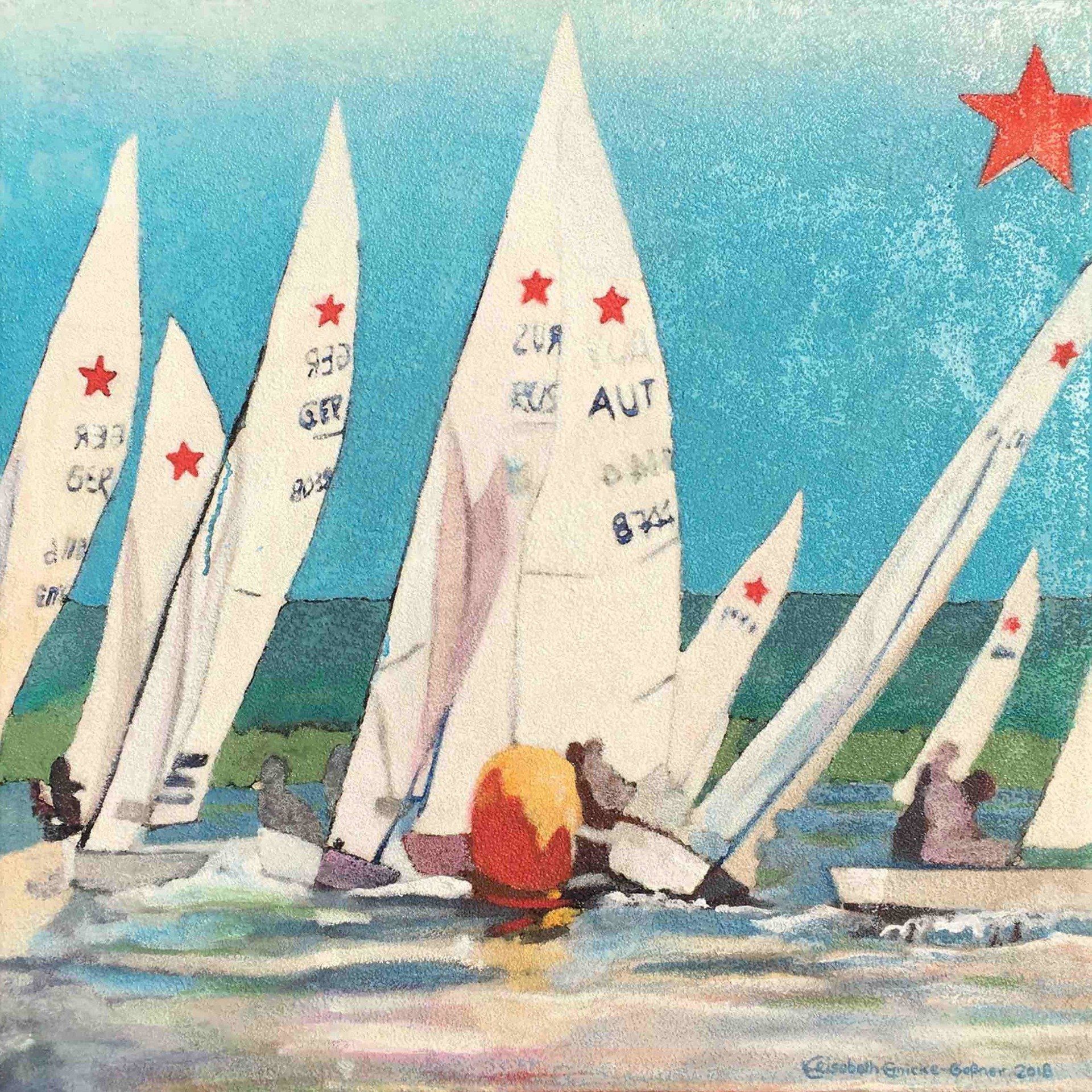 Bild, Elisabeth, Ernicke-Goßner, Schiff, Starboot, Yacht, segeln, HSC, Herrschinger Segelclub, Acryl, Leinwand, Segeln