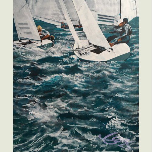 Bild, Wasser, Landschaft, Segeln, Ammersee, Acryl, Star, Leinwand, Ernicke-Goßner, Elisabeth, Schiffe, Sonne, Starboote