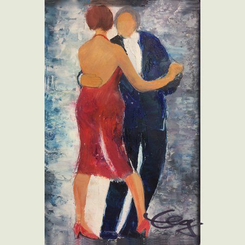 Bild, Öl, Karton, Tanz, Tango