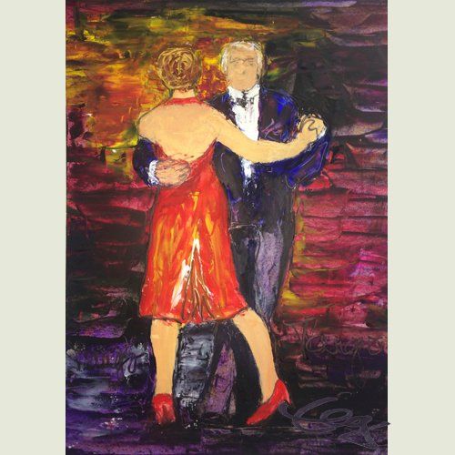 Bild, Öl, Karton, Tanz, Tango