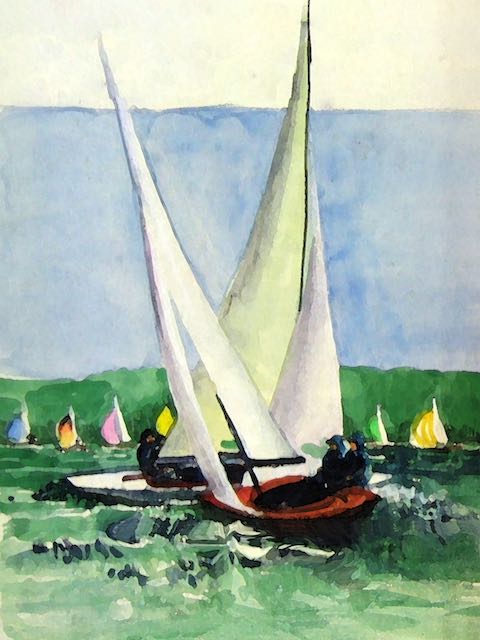 Bild, Elisabeth, Ernicke-Goßner, Schiff, Drachen, Yacht, segeln, HSC, Herrschinger Segelclub, Acryl, Leinwand, Segeln,Drachen