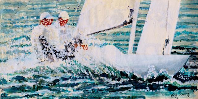 Bild, Wasser, Welle, Elisabeth, Ernicke-Goßner, Schiff, Drachen, Yacht, segeln, HSC, Herrschinger Segelclub, Acryl, Leinwand, Regatta, Segeln
