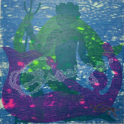 Bild, Gemälde, Druck, Neptun, Poseidon, Triton, Nixe, Gottheit, Wasser, Elisabeth Ernicke-Goßner, Elisergo