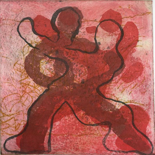 Elisabeth-Ernicke-Goßner-Bild-Öl-Tanz-gelb-rot-violett-Intagliotypie-Tiefdruck