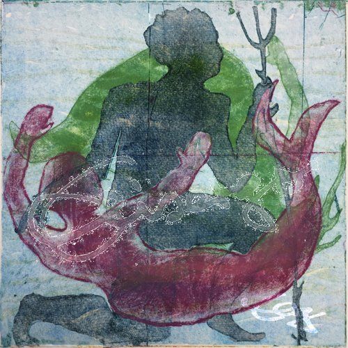 Bild, Gemälde, Druck, Neptun, Poseidon, Triton, Nixe, Gottheit, Wasser, Elisabeth Ernicke-Goßner, Elisergo