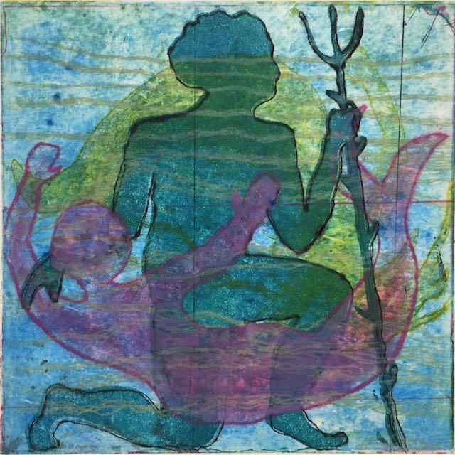 Bild, Gemälde, Druck, Neptun, Poseidon, Triton, Nixe, Gottheit, Wasser, Elisabeth Ernicke-Goßner, Elisergo