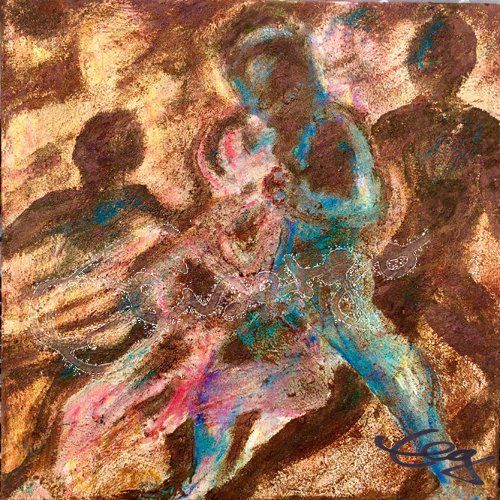 Elisabeth-Ernicke-Goßner-Bild-Öl-Monotypie-Tanz-Welle-Musik-Tango-Argentino