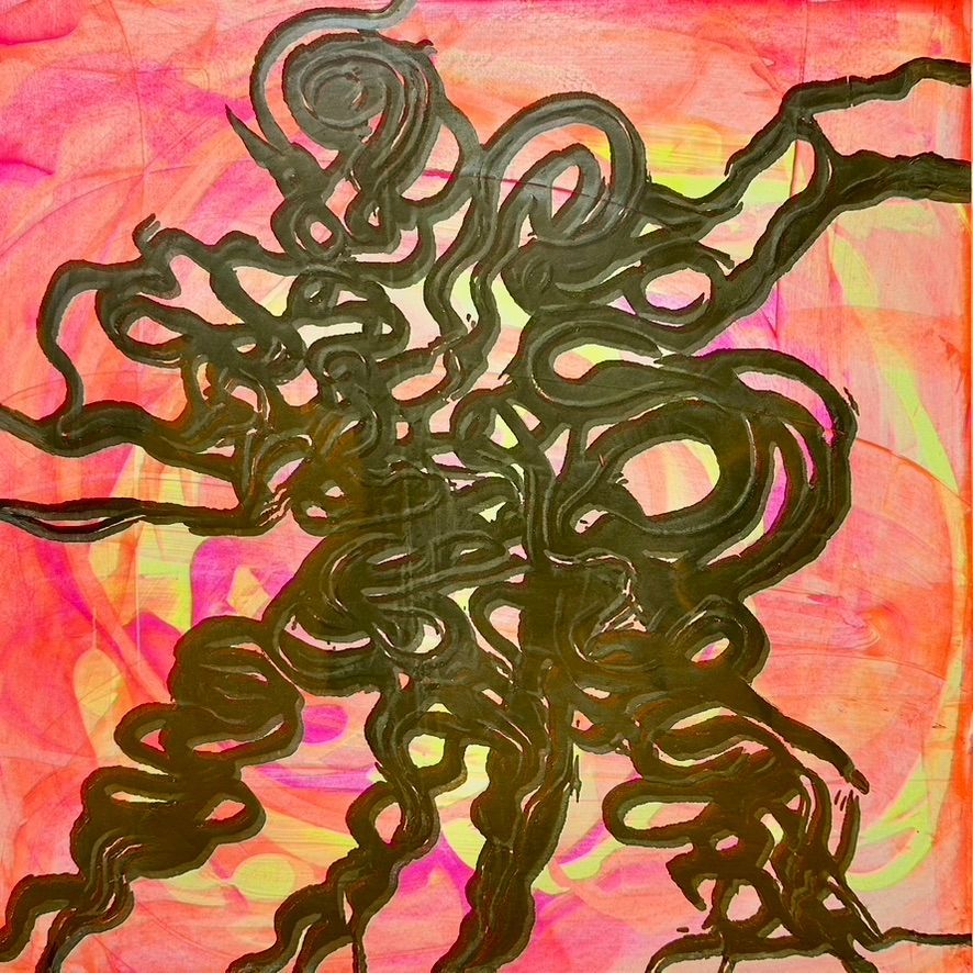 Elisergo, Gemälde, quadratisch, Herbst, Blätter, florale Motive, Licht und Farben, Acrylmalerei, moderne Kunst, Abstrakte Malerei ,Winter, Zuversicht, Besinnlichkeit , #elisergo,