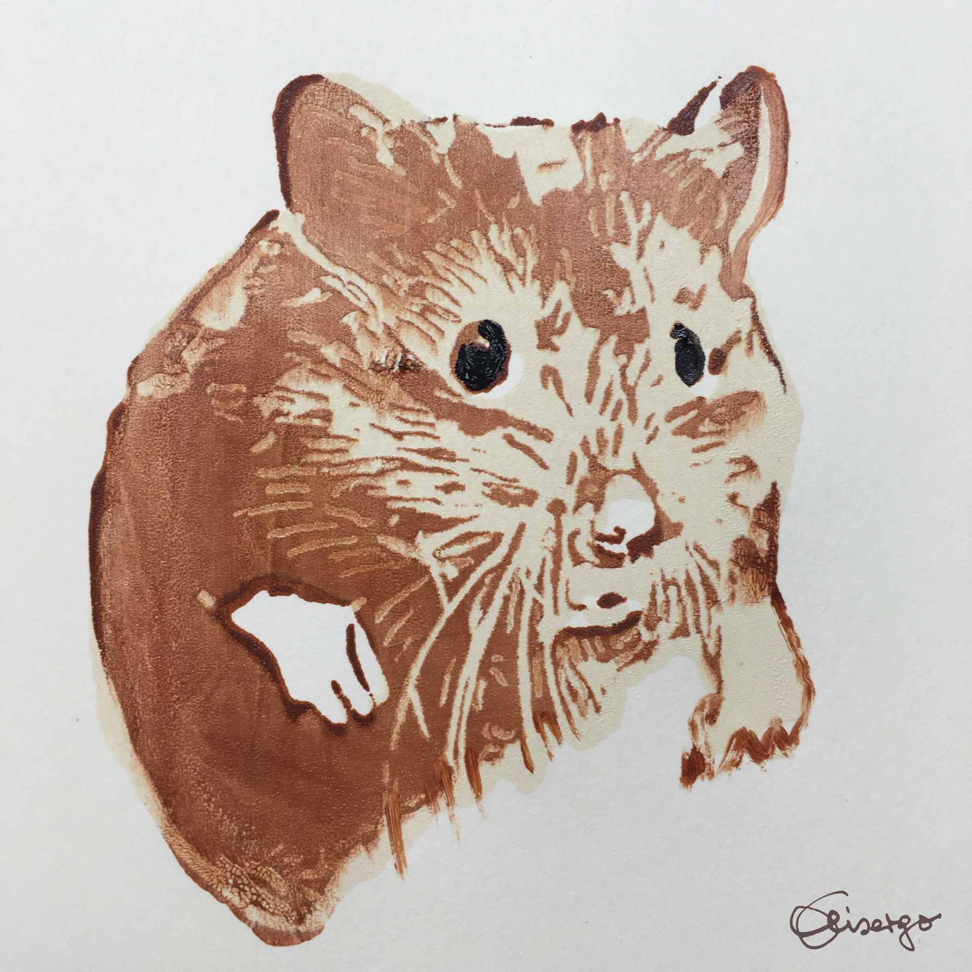 Bild, Gemälde, Siebdruck, Augsburg, Industrie, Zahnrad, Uhrwerk, Wasser, Figur, Hamster, Elisabeth Ernicke-Goßner, Elisergo