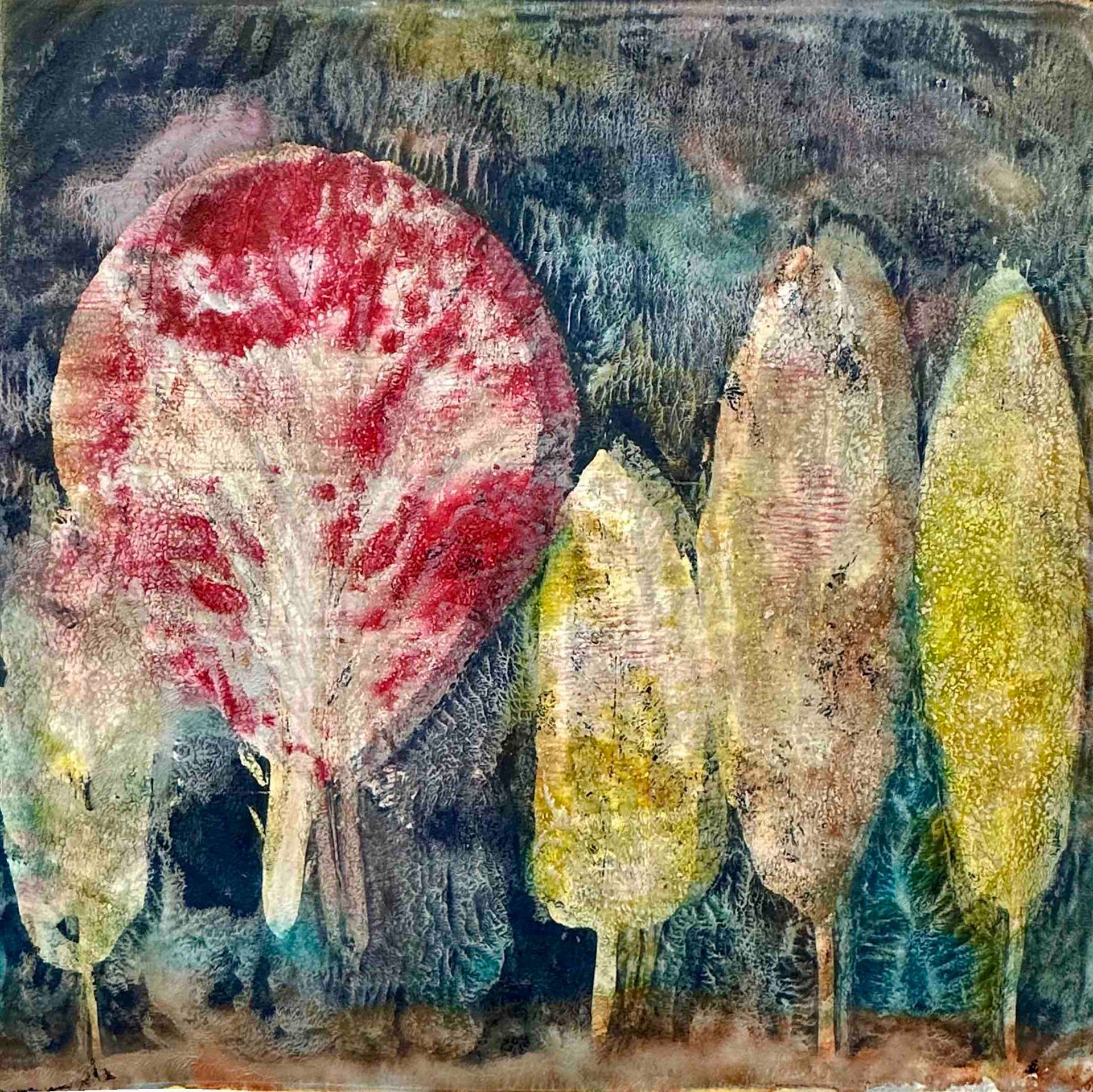 Elisergo, Gemälde, quadratisch, Herbst, Blätter, florale Motive, Licht und Farben, Acrylmalerei, moderne Kunst, Abstrakte Malerei ,Winter, Zuversicht, Besinnlichkeit , #elisergo,