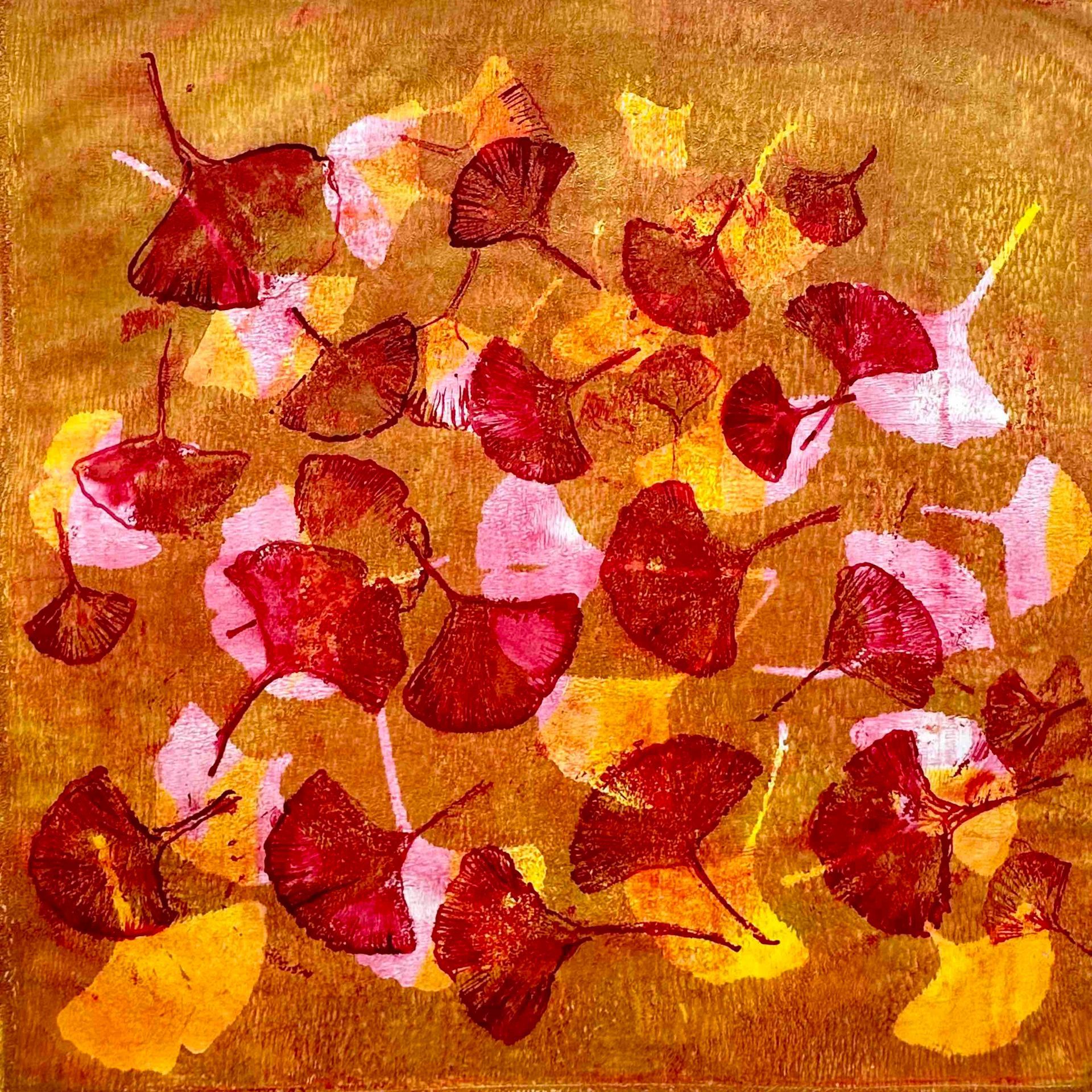 Elisergo, Gemälde, quadratisch, Herbst, Blätter, florale Motive, Licht und Farben, Acrylmalerei, moderne Kunst, Abstrakte Malerei ,Winter, Zuversicht, Besinnlichkeit , #elisergo,