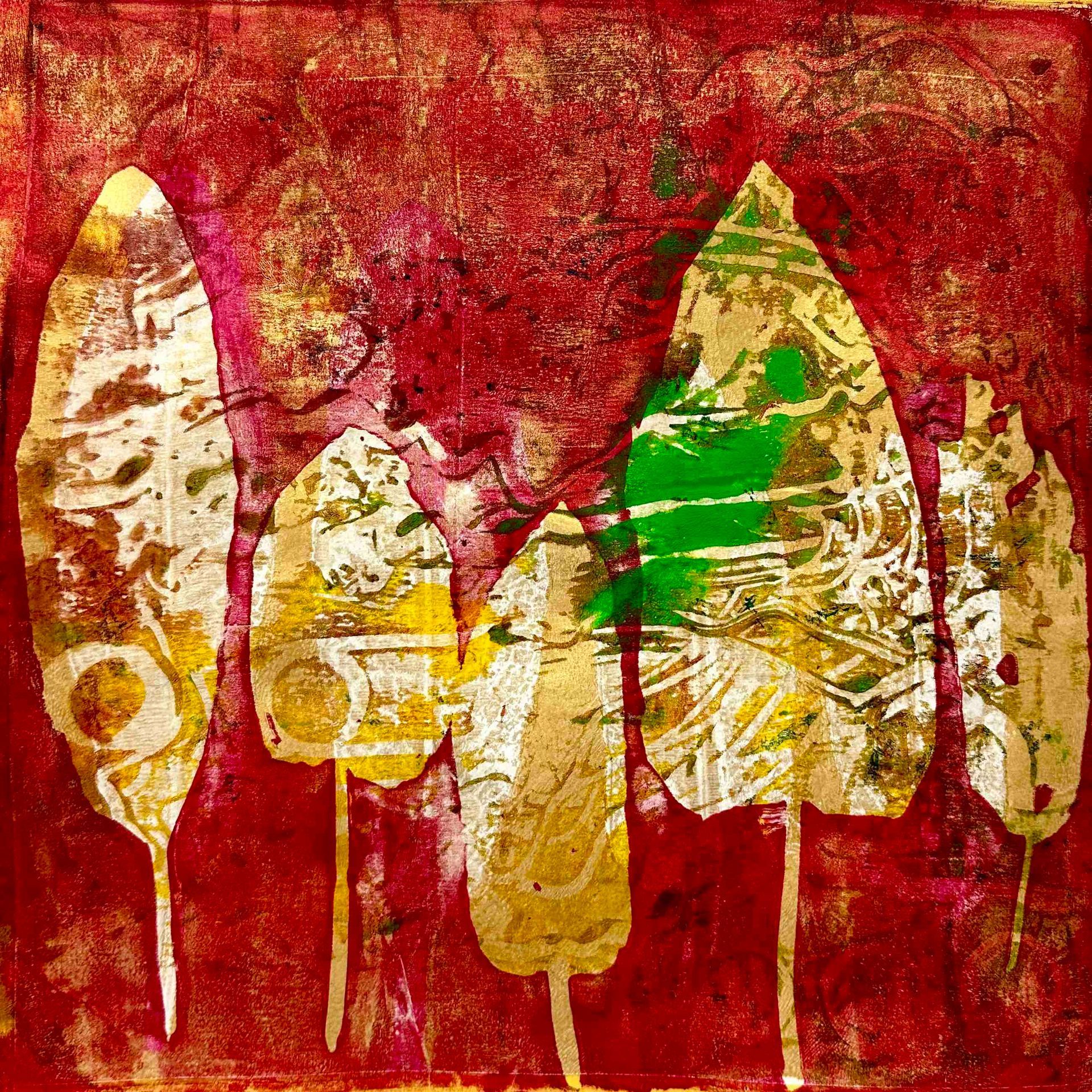 Elisergo, Gemälde, quadratisch, Herbst, Blätter, florale Motive, Licht und Farben, Acrylmalerei, moderne Kunst, Abstrakte Malerei ,Winter, Zuversicht, Besinnlichkeit , #elisergo,