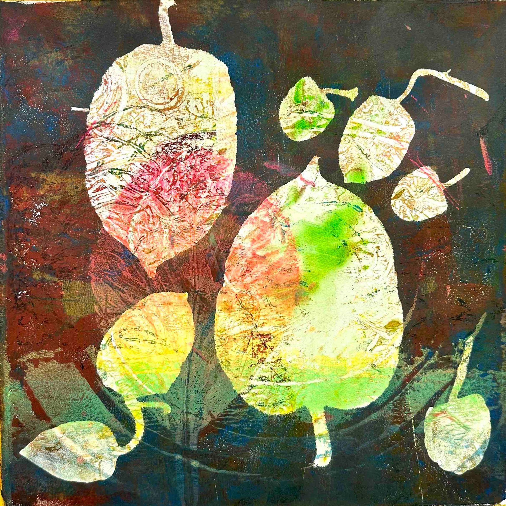 Elisergo, Gemälde, quadratisch, Herbst, Blätter, florale Motive, Licht und Farben, Acrylmalerei, moderne Kunst, Abstrakte Malerei ,Winter, Zuversicht, Besinnlichkeit , #elisergo,