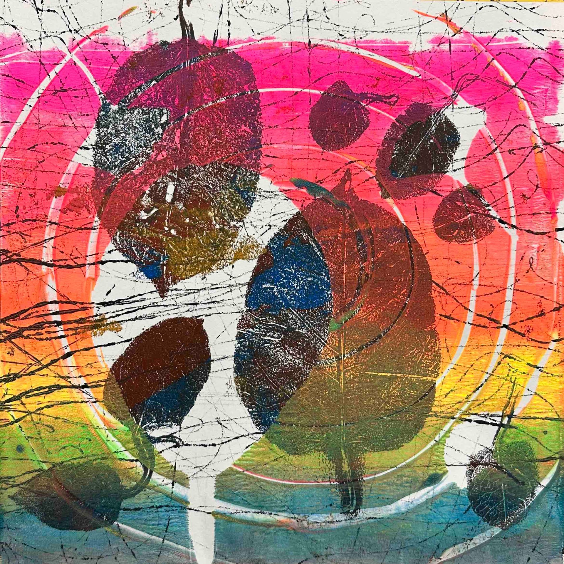 Elisergo, Gemälde, quadratisch, Herbst, Blätter, florale Motive, Licht und Farben, Acrylmalerei, moderne Kunst, Abstrakte Malerei ,Winter, Zuversicht, Besinnlichkeit , #elisergo,