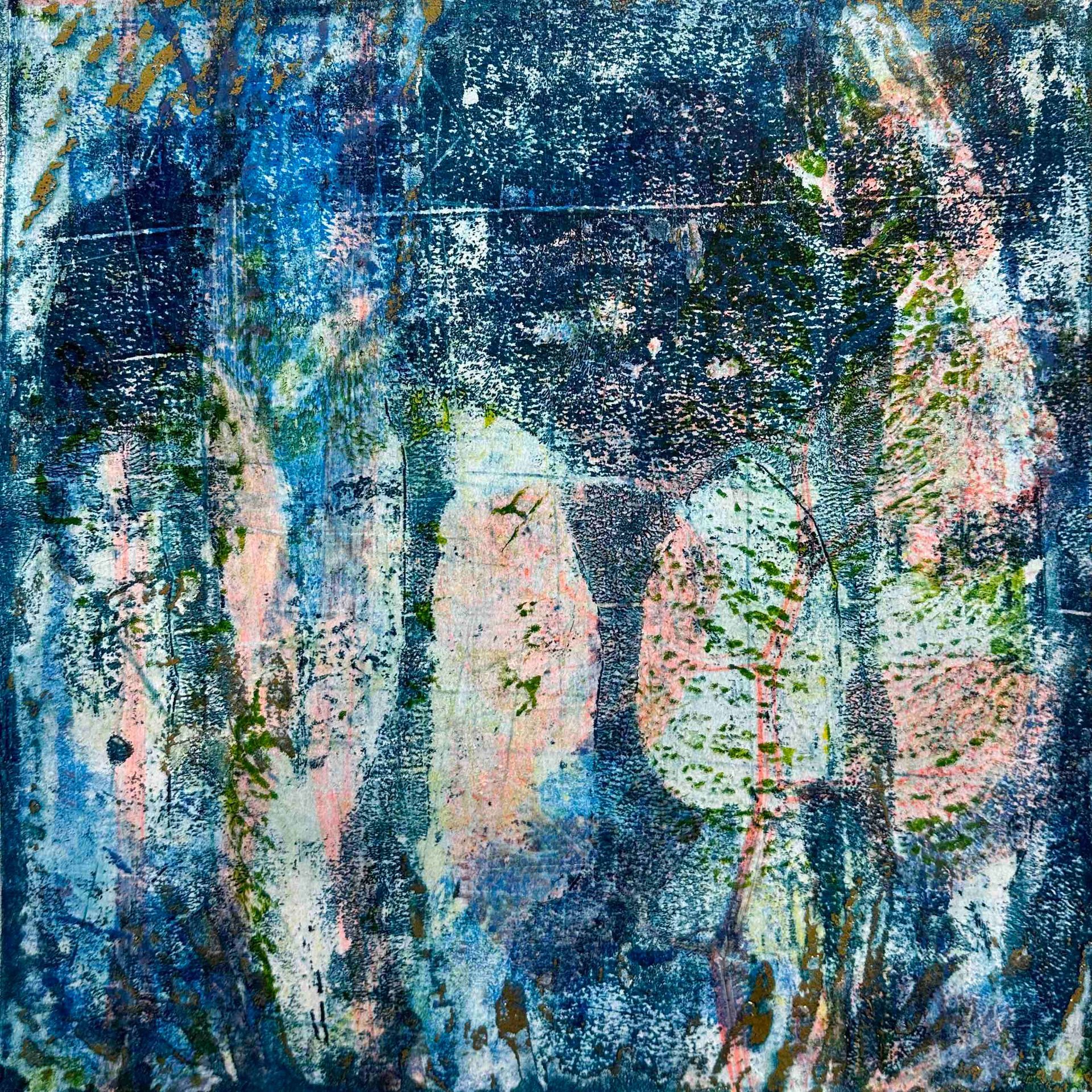 Elisergo, Gemälde, quadratisch, Herbst, Blätter, florale Motive, Licht und Farben, Acrylmalerei, moderne Kunst, Abstrakte Malerei ,Winter, Zuversicht, Besinnlichkeit , #elisergo,