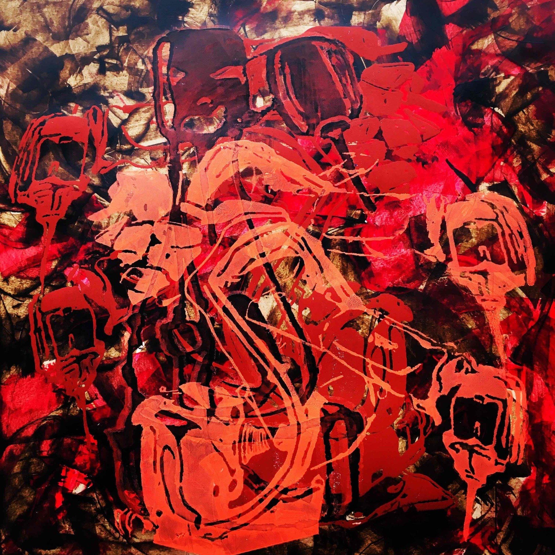 Bild, Gemälde, Siebdruck, Augsburg, Industrie, Zahnrad, Uhrwerk, Wasser, Figur, Hamster, Elisabeth Ernicke-Goßner, Elisergo