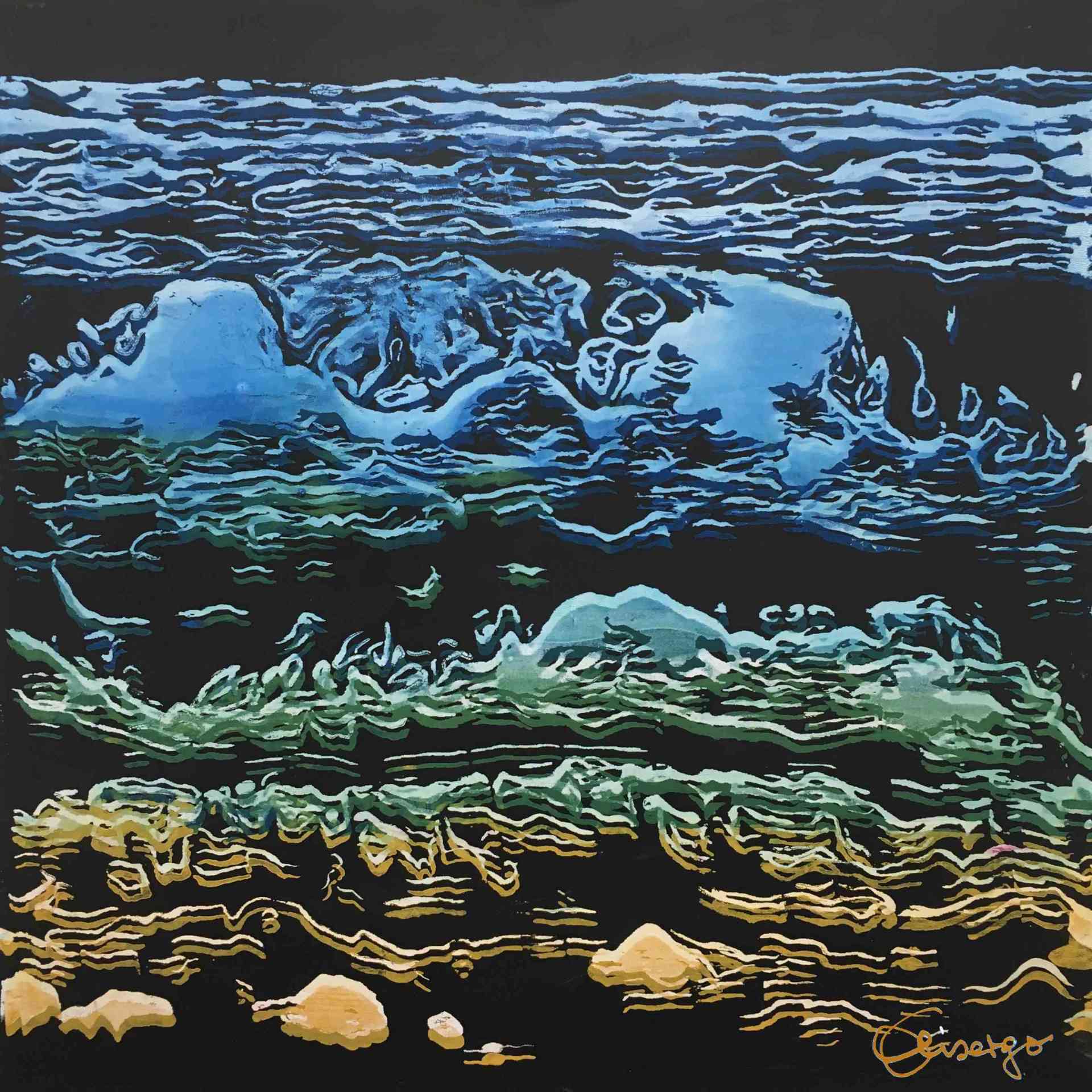 Bild-Gemälde-Siebdruck-Augsburg-Bewegung-Musik-Uhrwerk-Wasser-Industrie-Wirtschaft-Tanz-Elisabeth-Ernicke-Goßner-Elisergo