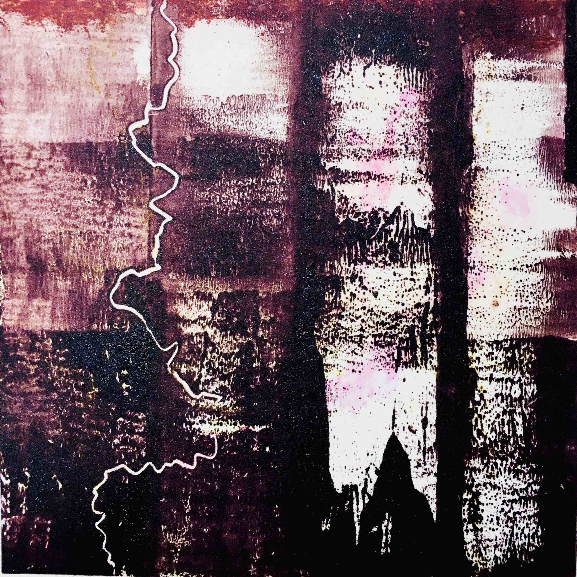 Bild, Gemälde, Siebdruck, Monotypie,  Corona, Kunst, Augsburg, Zahnrad, Uhrwerk, Tanz, Virus , Figur, Hamster, Chronik, Elisabeth Ernicke-Goßner, Elisergo