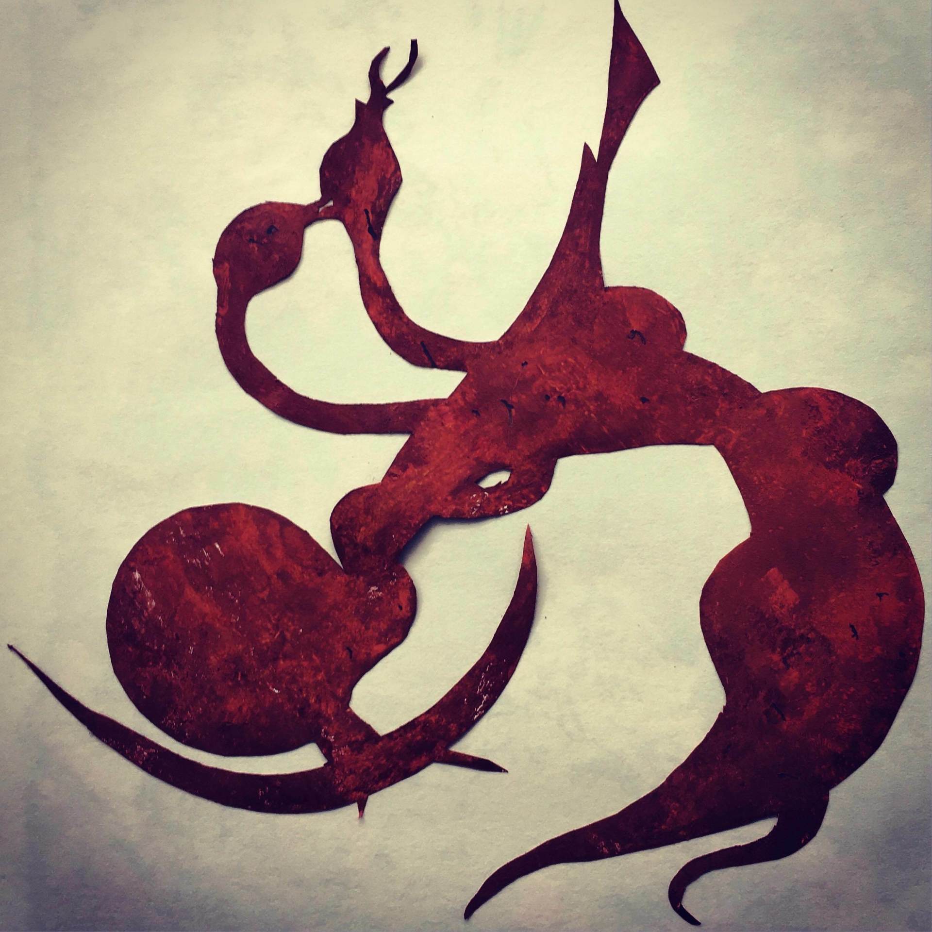 Bild, Gemälde, Siebdruck, Monotypie,  Corona, Kunst, Augsburg, Zahnrad, Uhrwerk, Tanz, Virus , Figur, Hamster, Chronik, Elisabeth Ernicke-Goßner, Elisergo