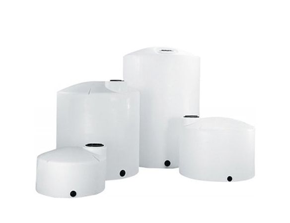 A group of white plastic tanks stacked on top of each other on a white background.