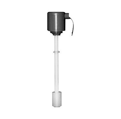 A close up of a float switch on a white background.