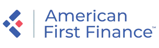 American First Finance logo with a blue and red abstract design and text | EURO SpecialistsInc