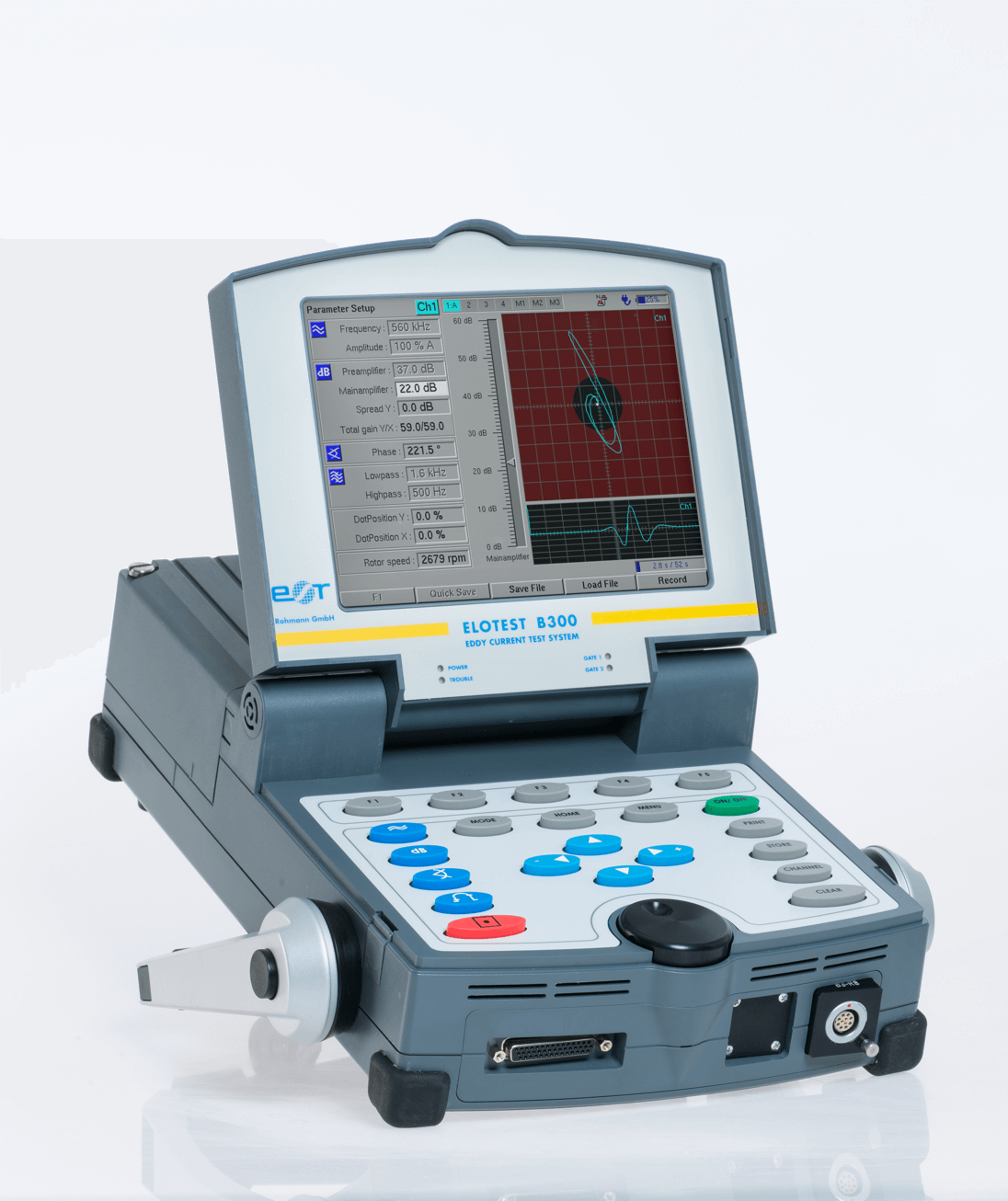 A device that looks like a laptop is sitting on a table.