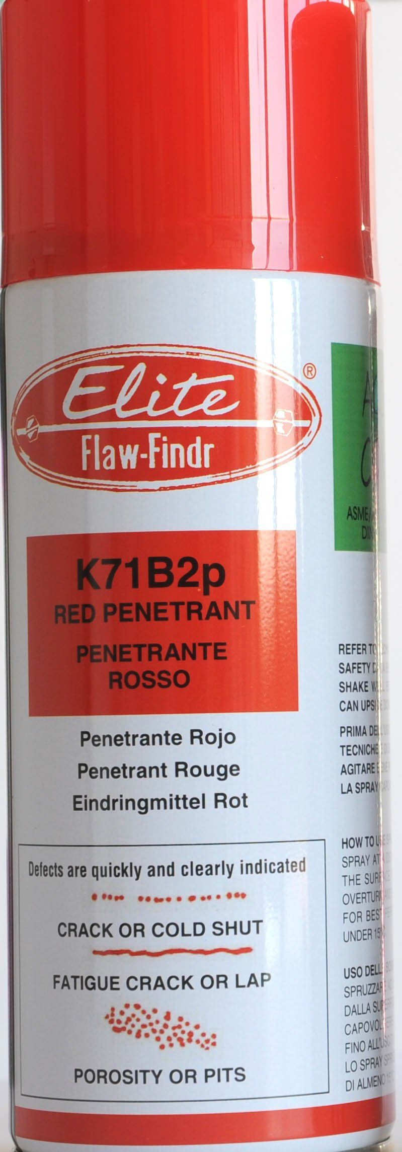 A red spray can with a white label that says elite