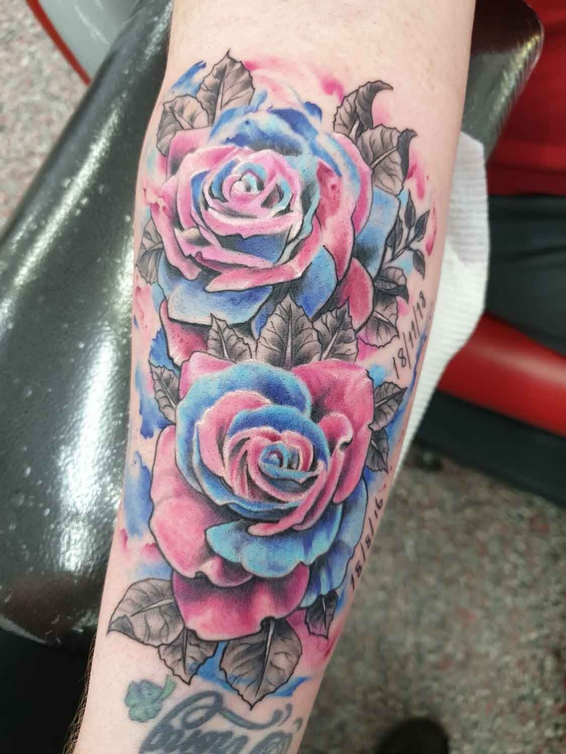 Rose Tattoo On Arm - Tattoo Studio in Kawana, QLD
