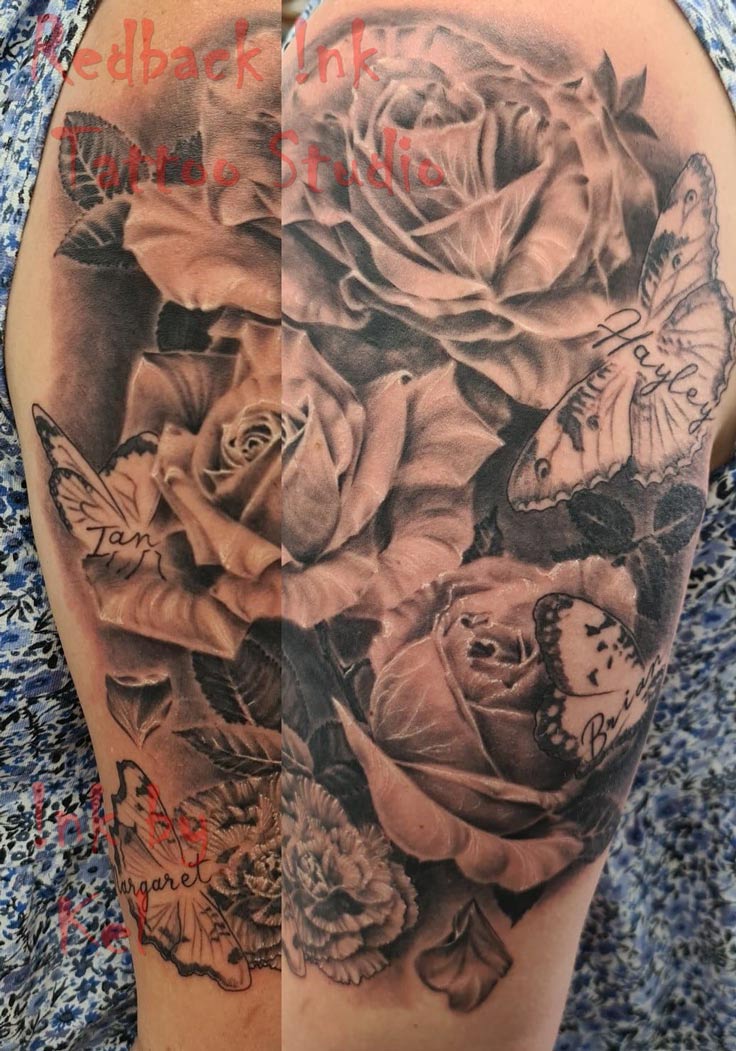 Redback Ink Shoulder Flower Tattoo - Tattoo Studio in Kawana, QLD