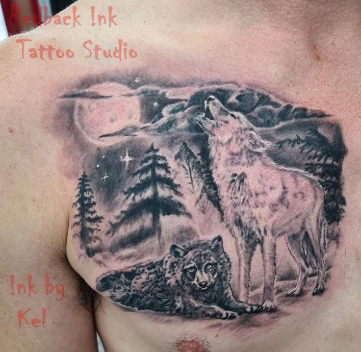 Wolves in Forest Tattoo - Tattoo Studio in Kawana, QLD