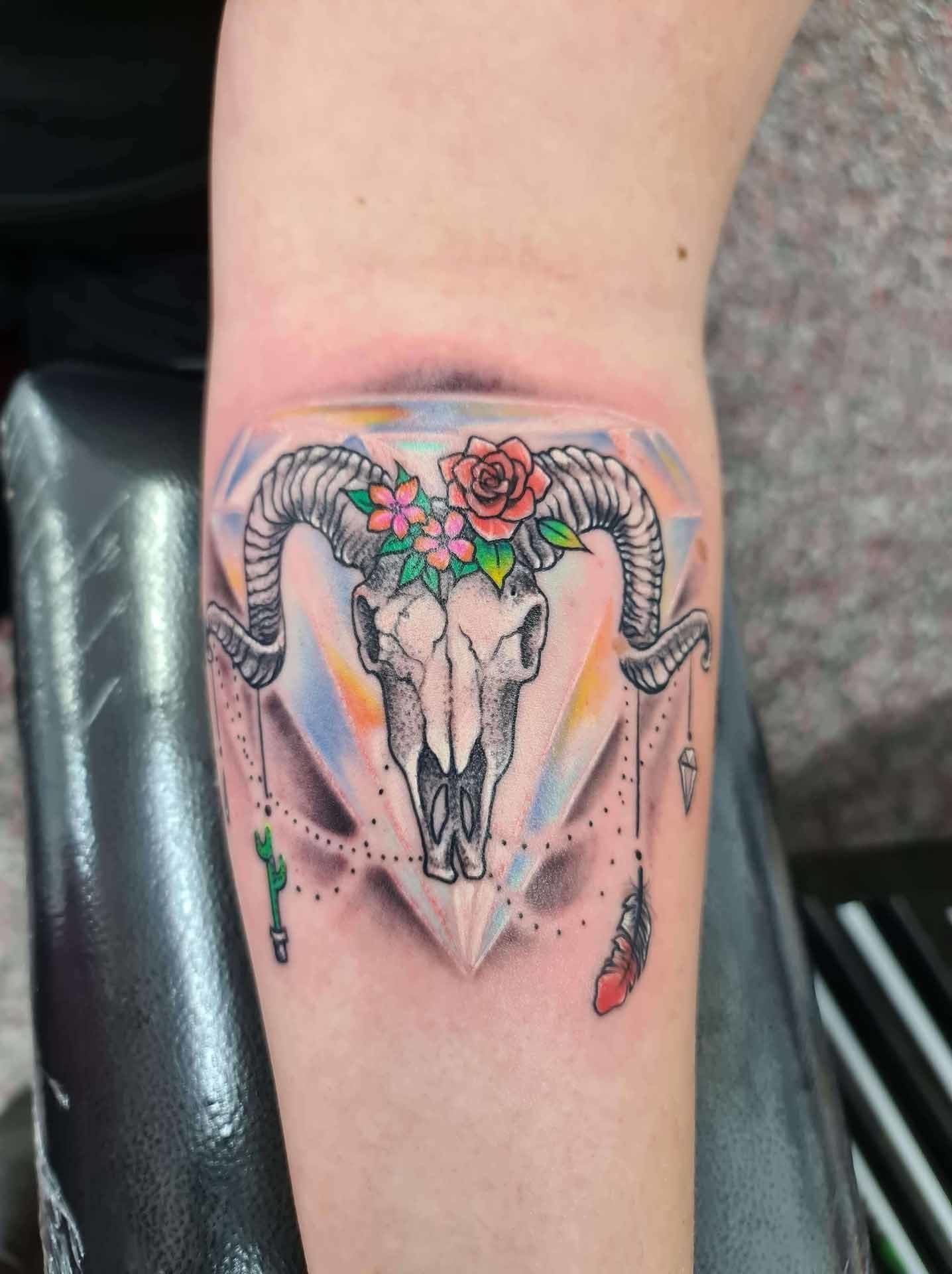 Animal Skull Tattoo on Arm - Tattoo Studio in Kawana, QLD