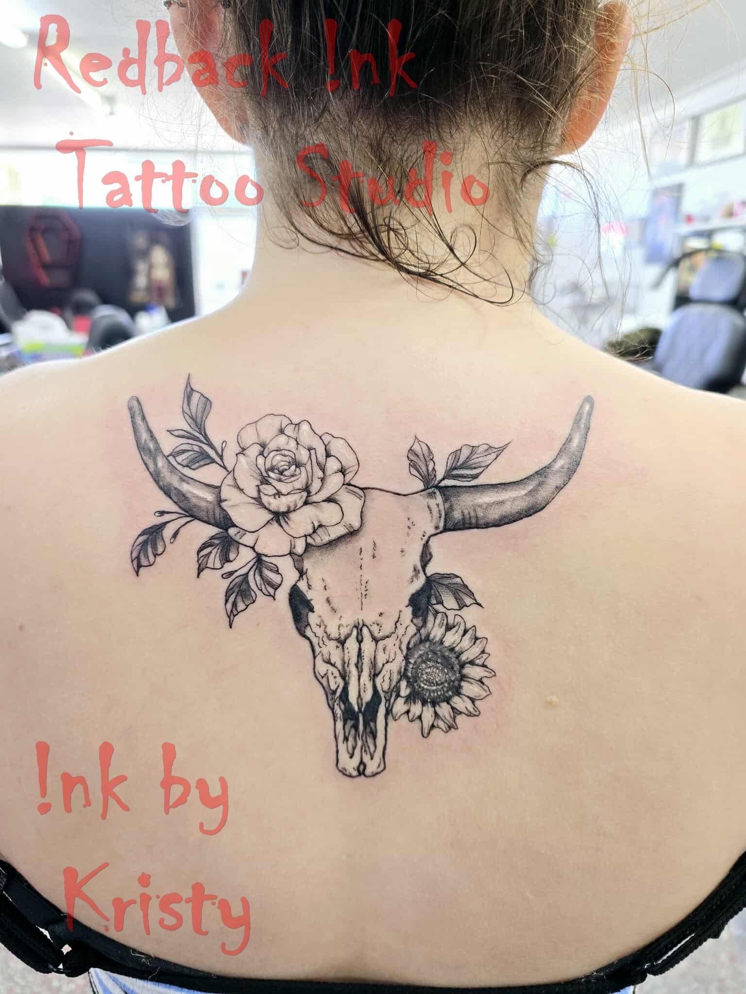 Scull back Tattoo  - Redback Ink Tattoo Studio in Kawana, QLD