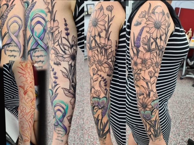 Flower Tattoo Full Sleeve - Tattoo Studio in Kawana, QLD