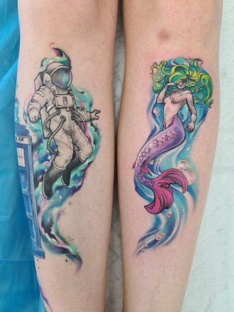 Astronaut and Mermaid Tattoo - Tattoo Studio in Kawana, QLD