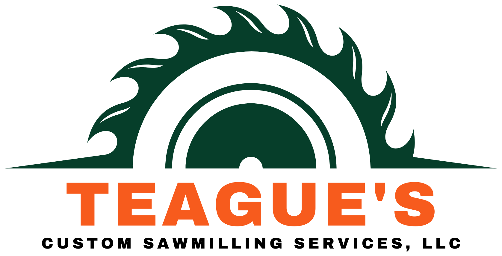 The logo for teague 's custom sawmilling services llc