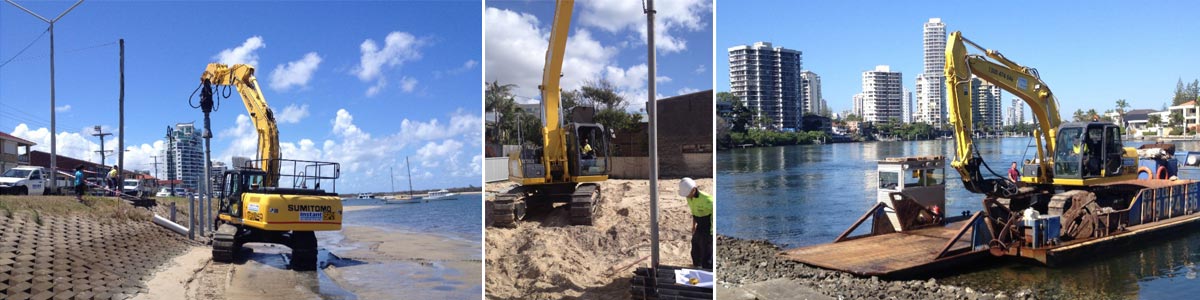 instant screw piling machines at work