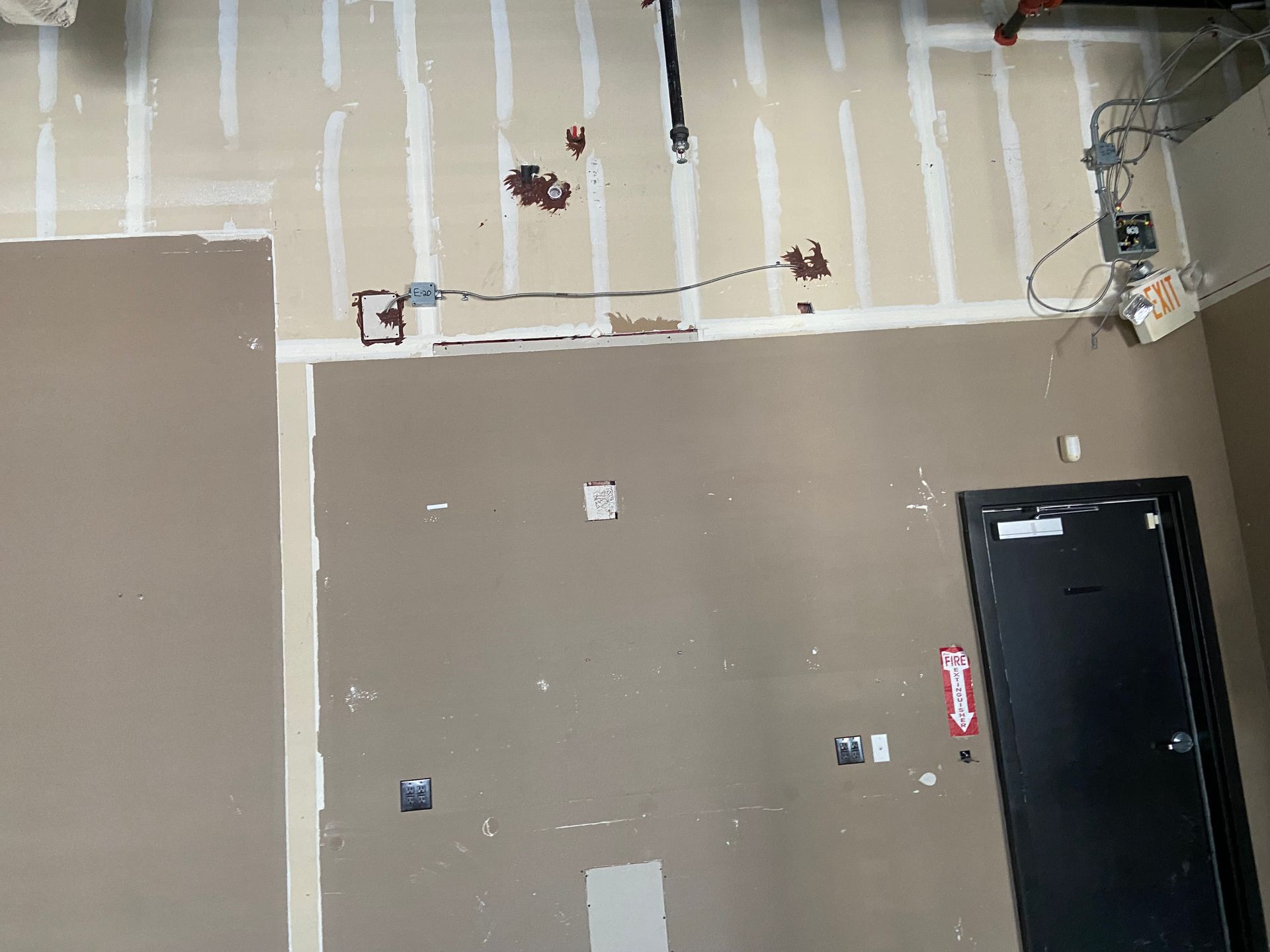 Wires on Back Wall: Before