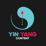 Un logotipo para contenido de yin yang con un símbolo de yin yang.