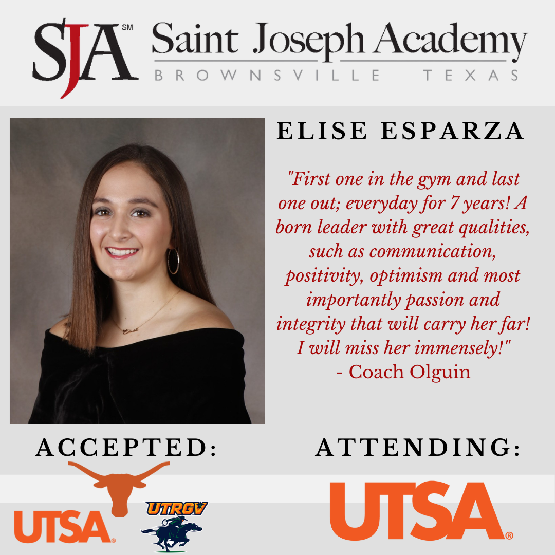 A saint joseph academy advertisement for elise esparza
