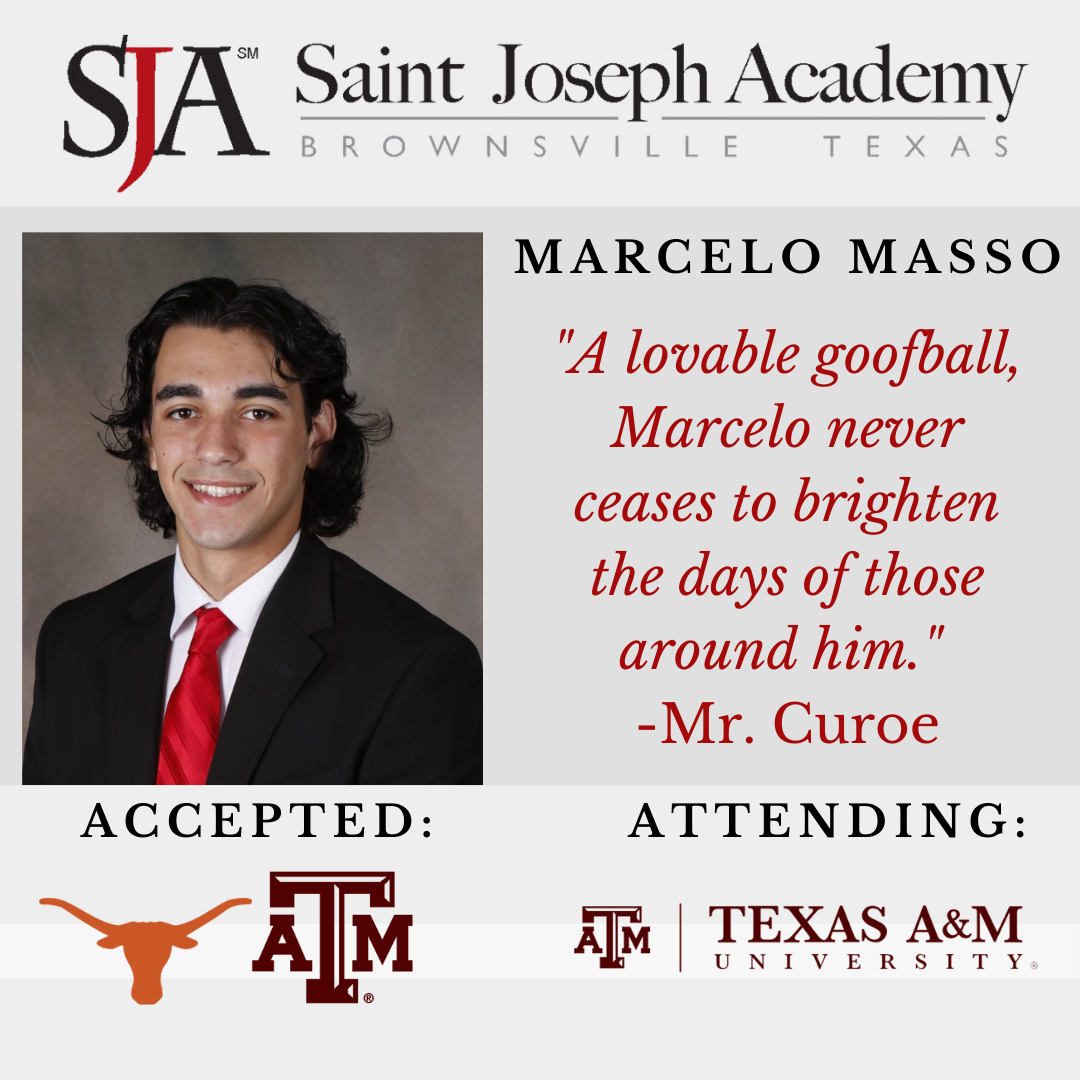 A saint joseph academy advertisement for marcelo masso