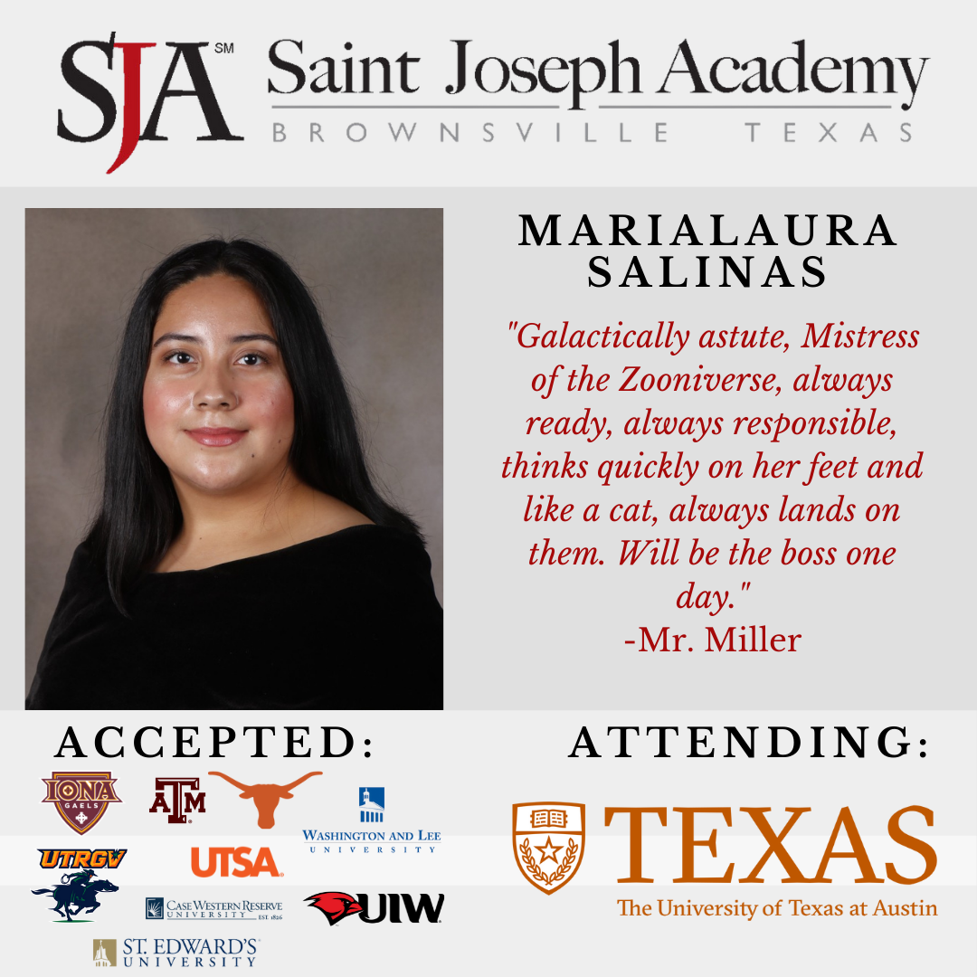 A saint joseph academy advertisement for maria laura salinas