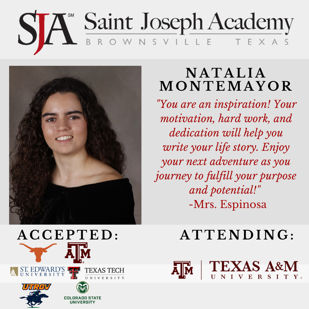 A poster for natalia montemayor from saint joseph academy